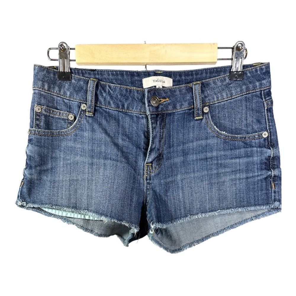TALULA Women’s Low Rise Distressed Denim  Jean Shorts Blue Size 28